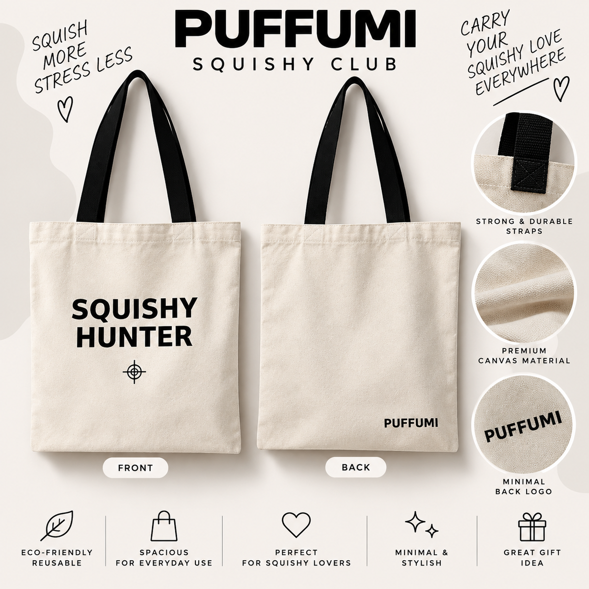 SQUISHY HUNTER TOTE BAG