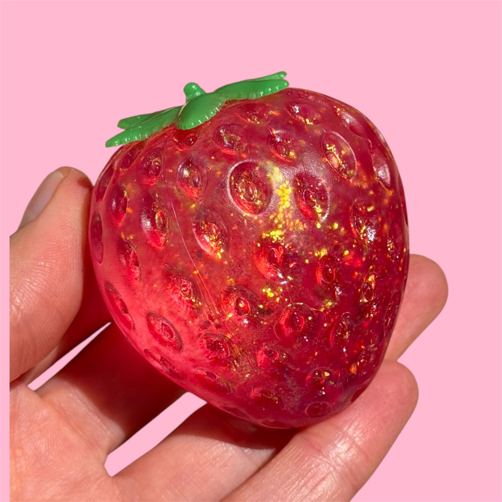 🍓✨ Glitter Strawberry Squishy