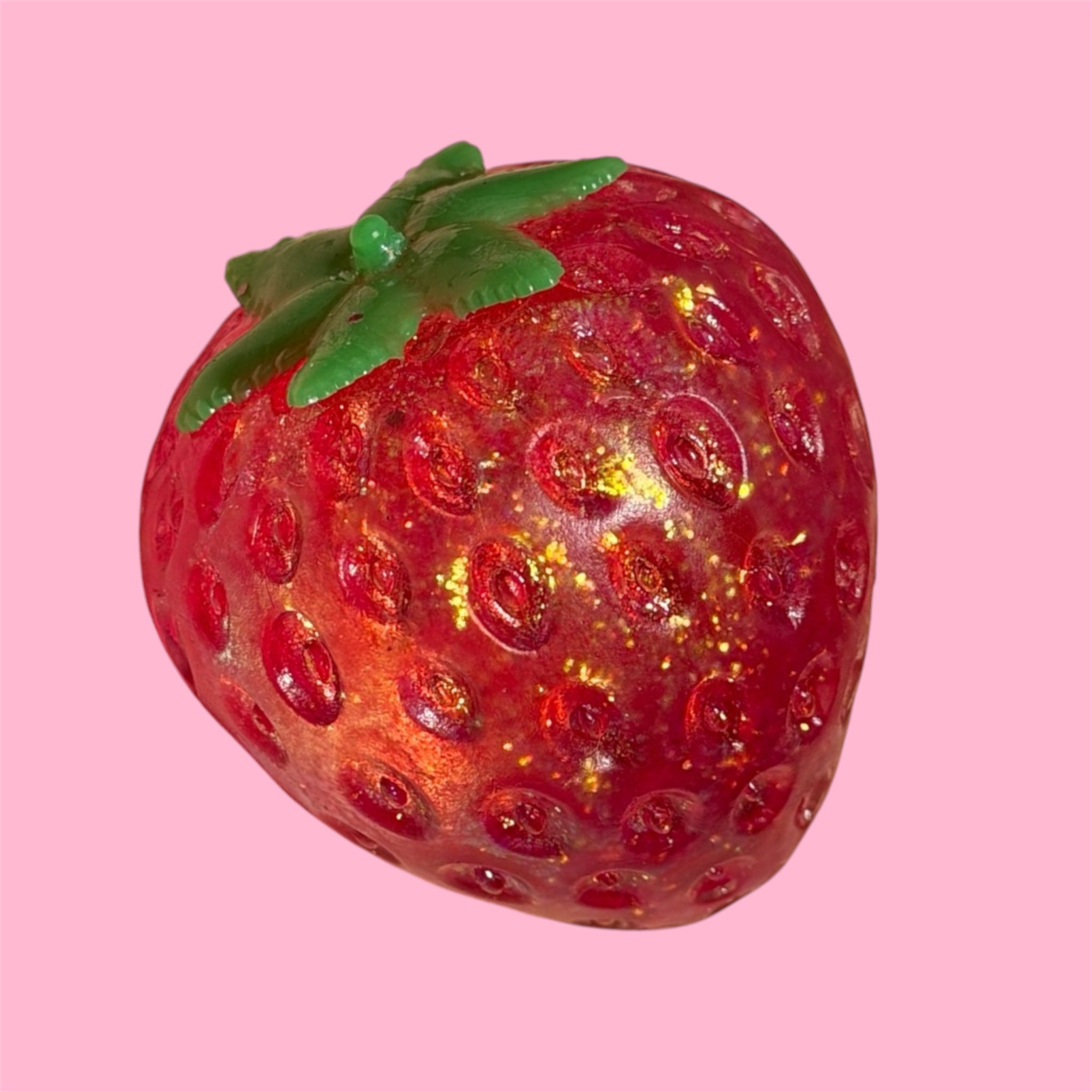 🍓✨ Glitter Strawberry Squishy